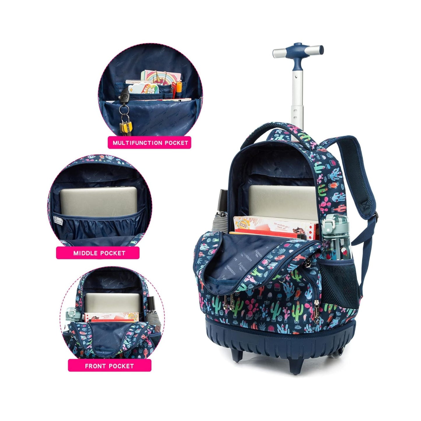 Cactus 3-Piece Trolley Backpack Set