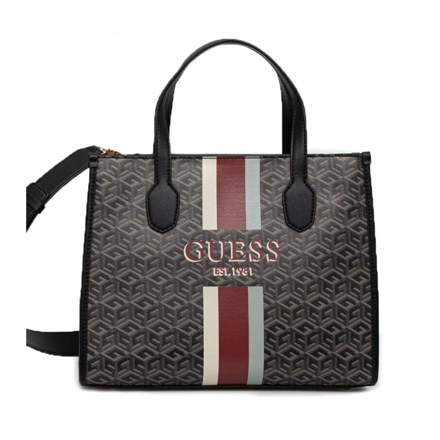 Guess Silvana 2 Compartment Tote - Charcoal Logo