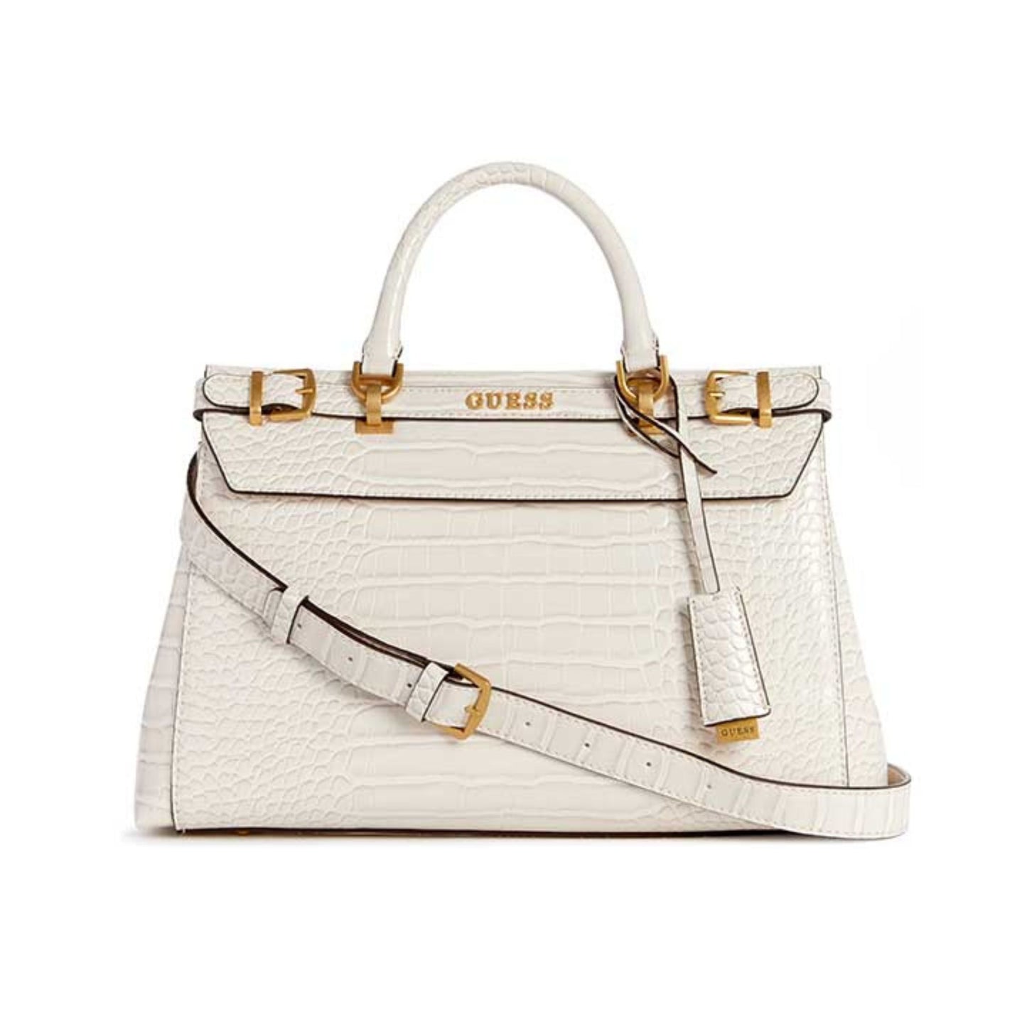 GUESS SESTRI LUXURY SATCHEL - Stone