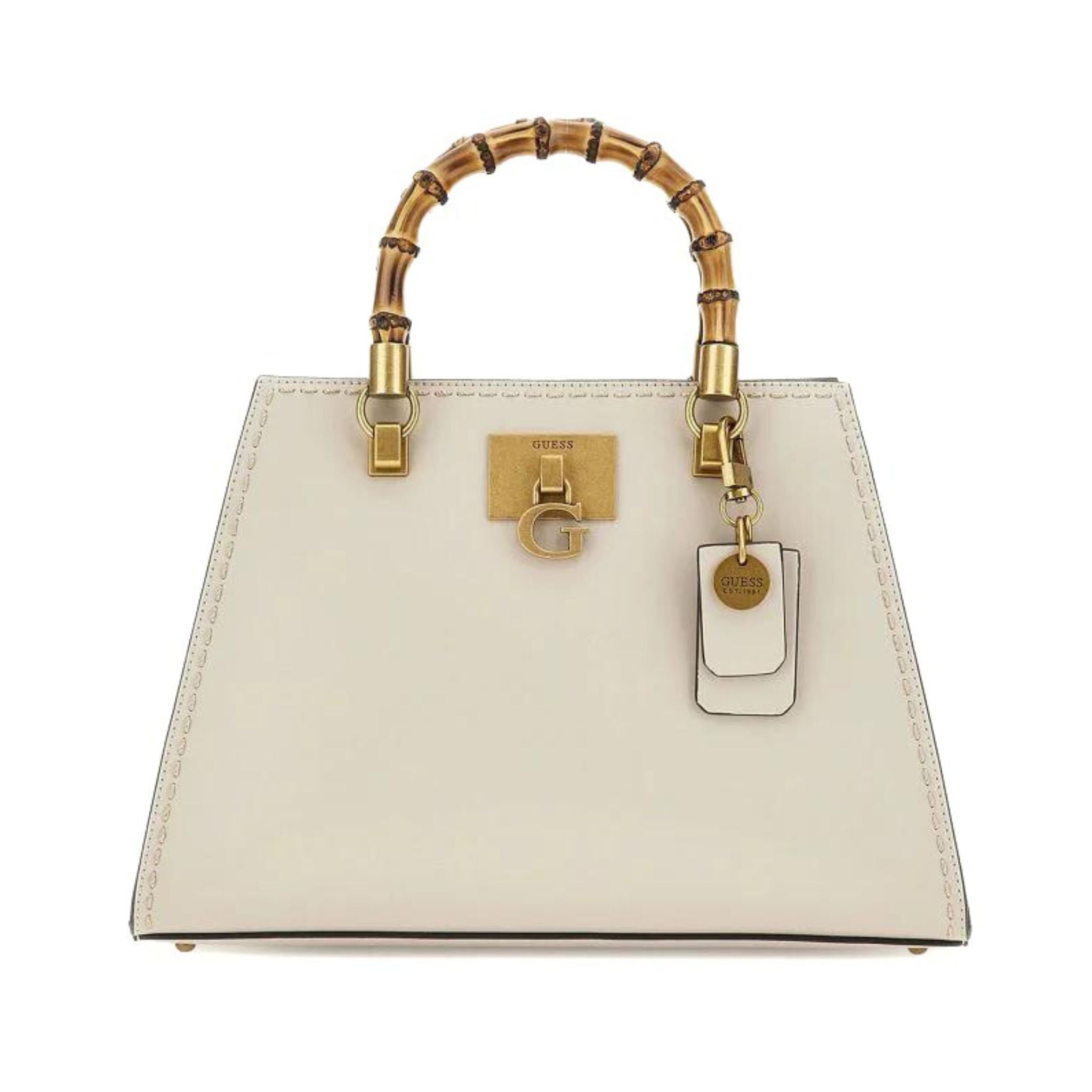 Guess Stephi Bamboo Satchel - Stone