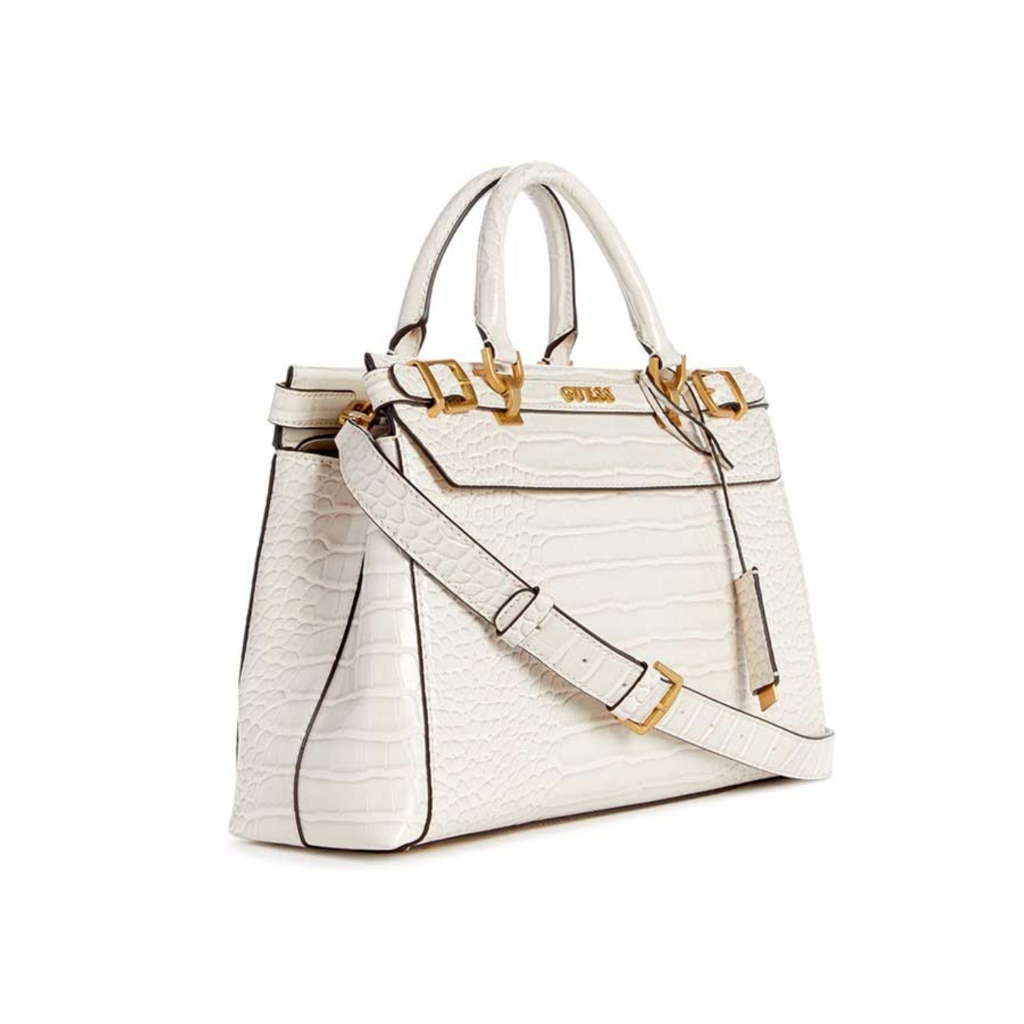 GUESS SESTRI LUXURY SATCHEL - Stone