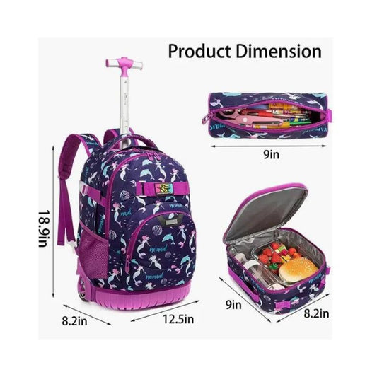 Mermaid 3-Piece Backpack Trolley Set