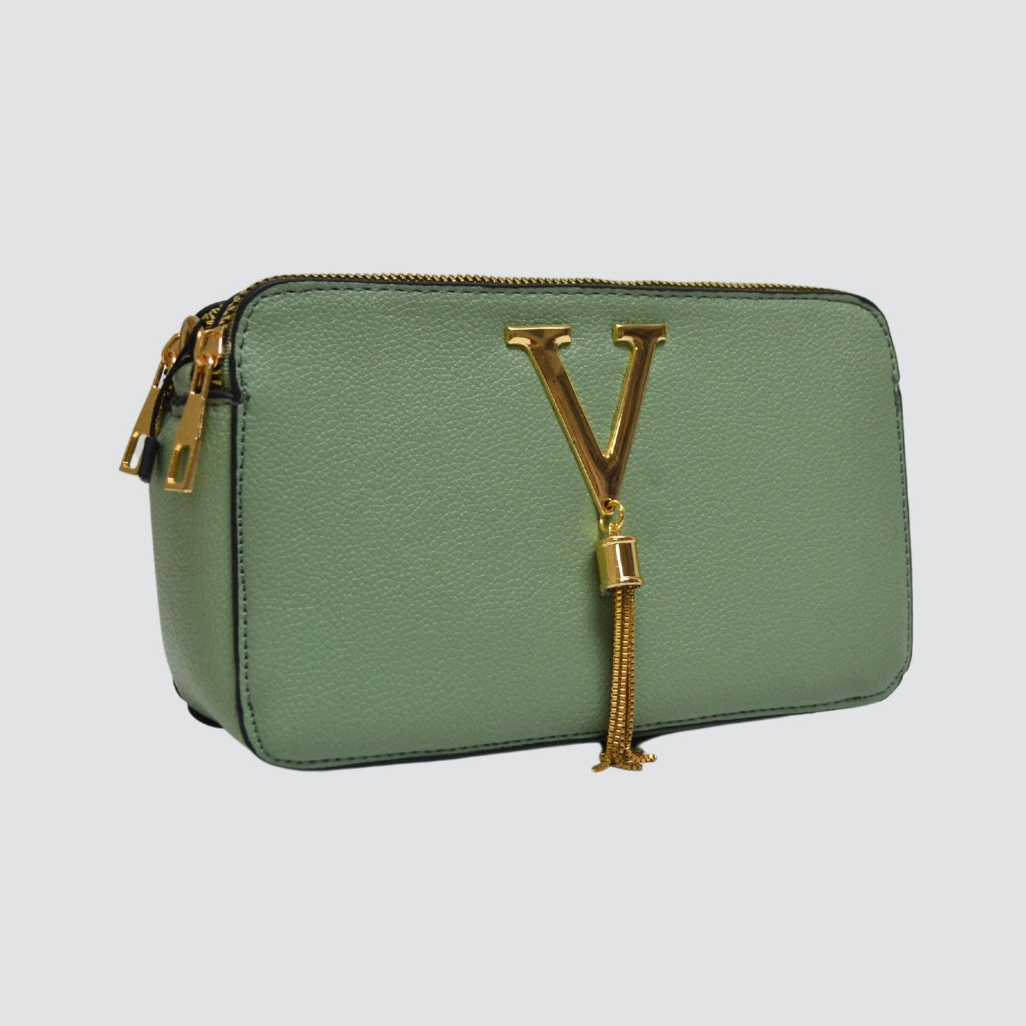 Green Triple Sectioned Crossbody Bag