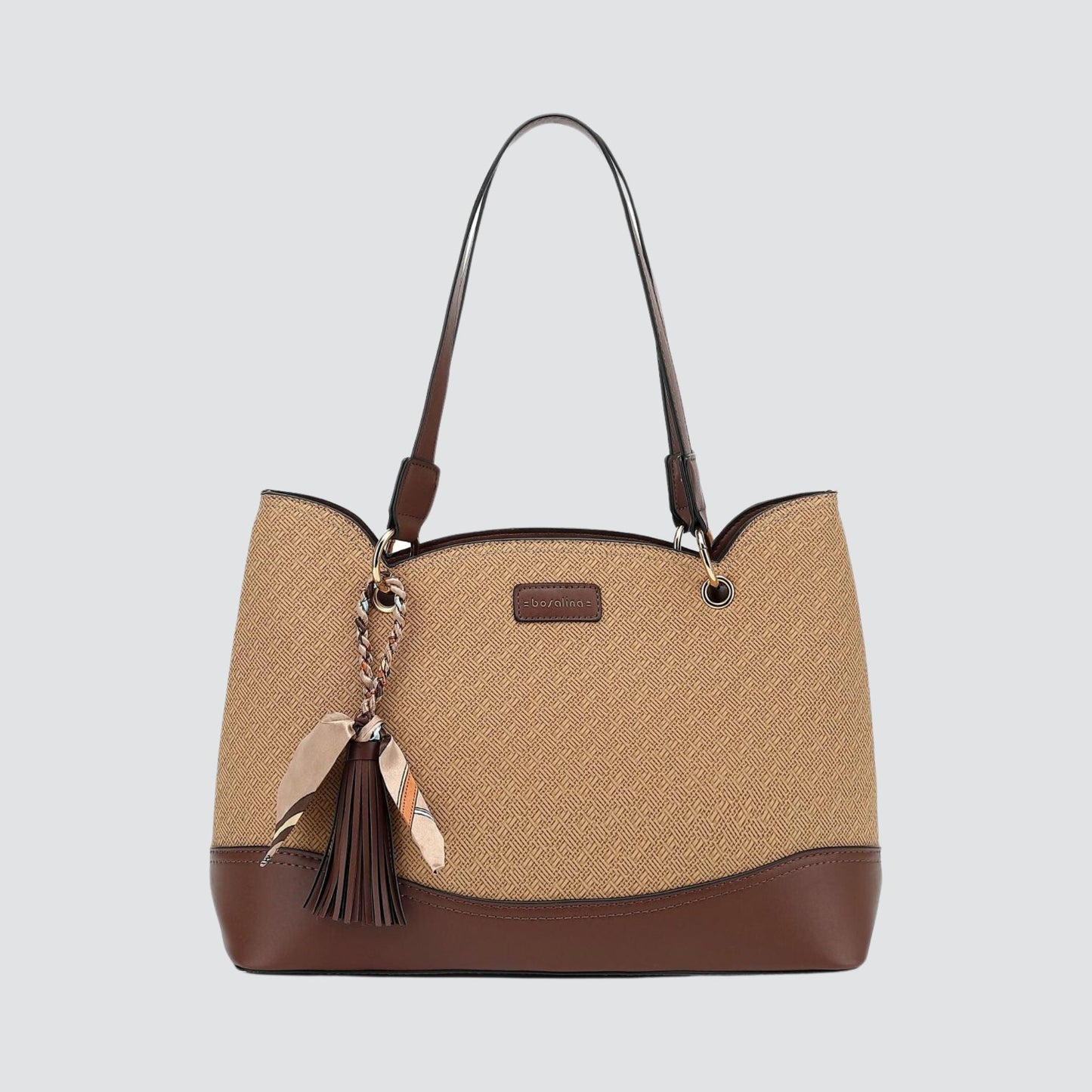 Khaki & Brown 3-Sectioned Bosalina Handbag