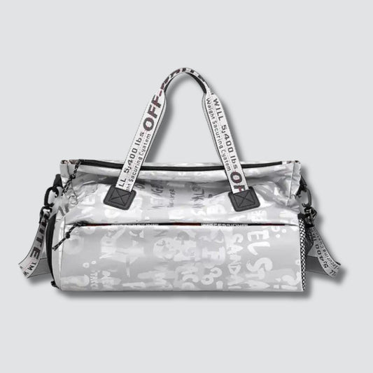 Grey Graphic Duffel Bag