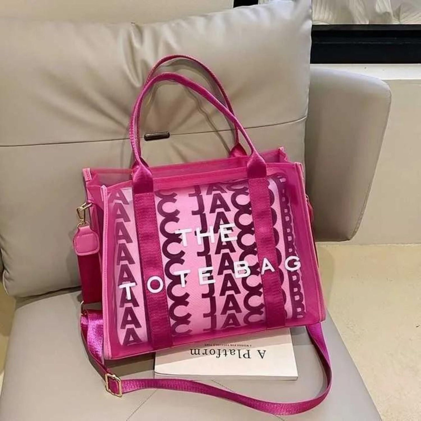 Fuchsia Pink The Tote Bag 2 Piece Set