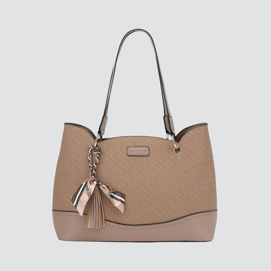 Taupe 3-Sectioned Bosalina Handbag