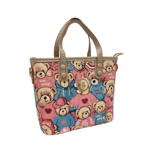 A1823 Teddy Bear Printed Handbag