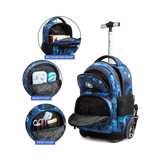 Blue Galaxy 3-Piece Trolley Backpack Set