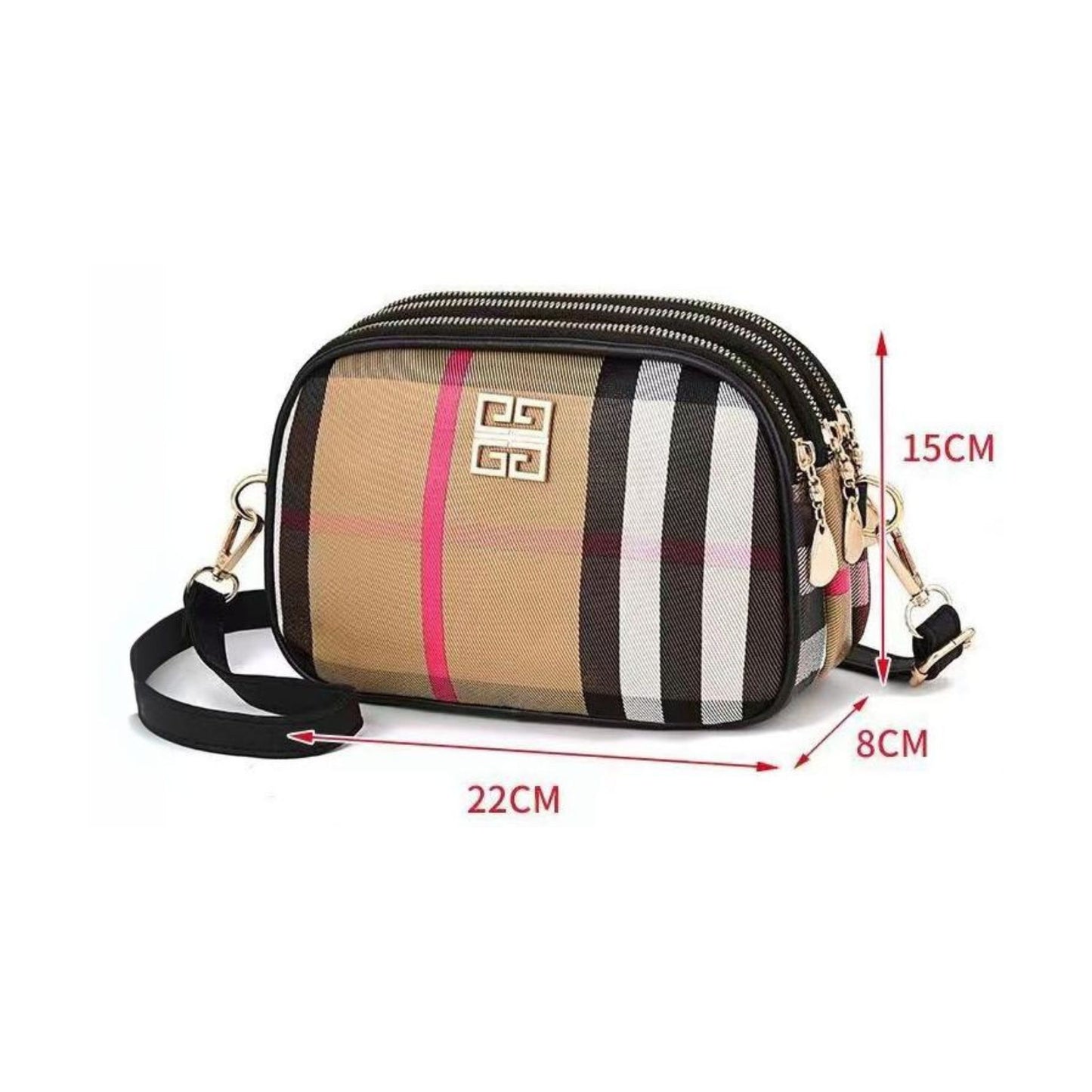 A1710 Plaid Print Crossbody Bag