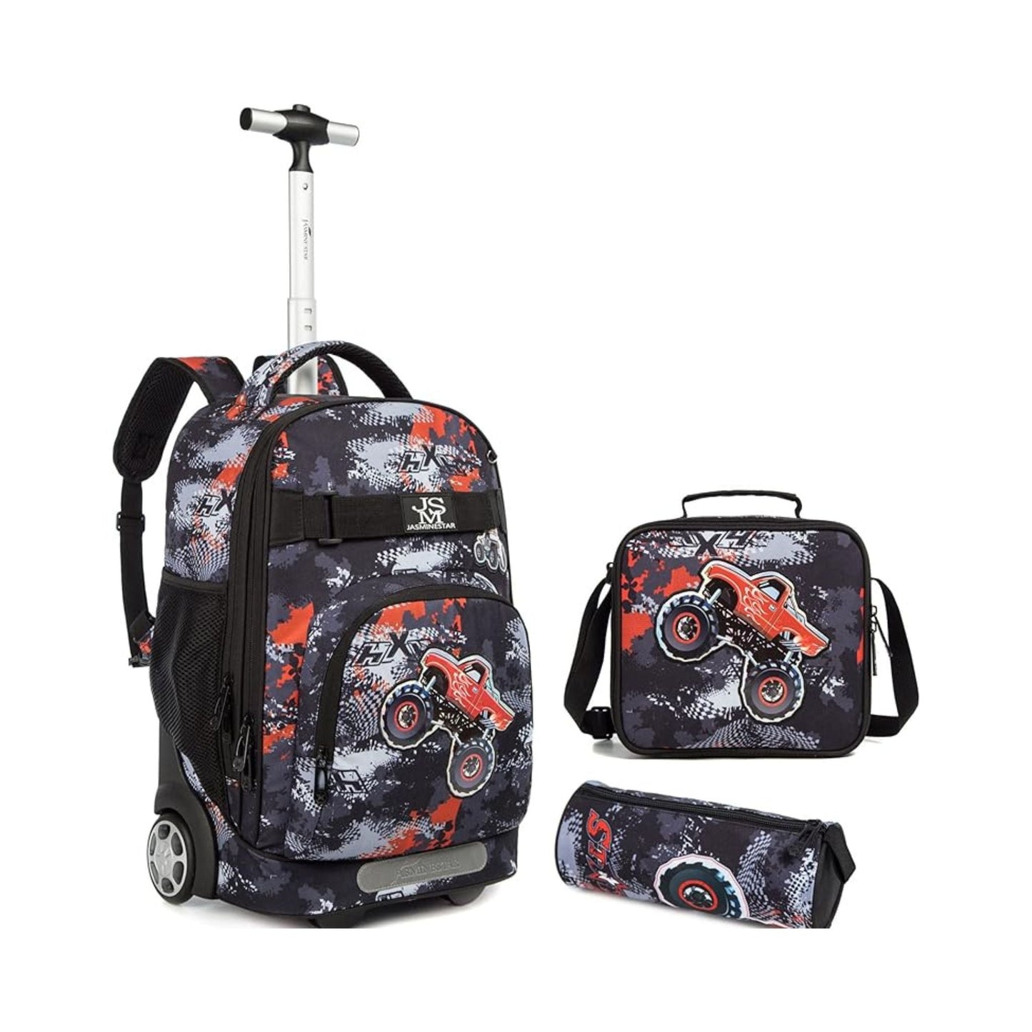 Monster Truck 3-Piece Trolley Backpack Set