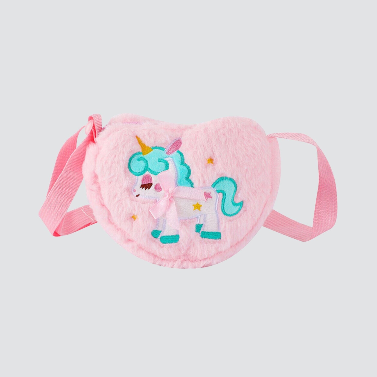 Plain Pink Unicorn Heart Shaped Plush Crossbody