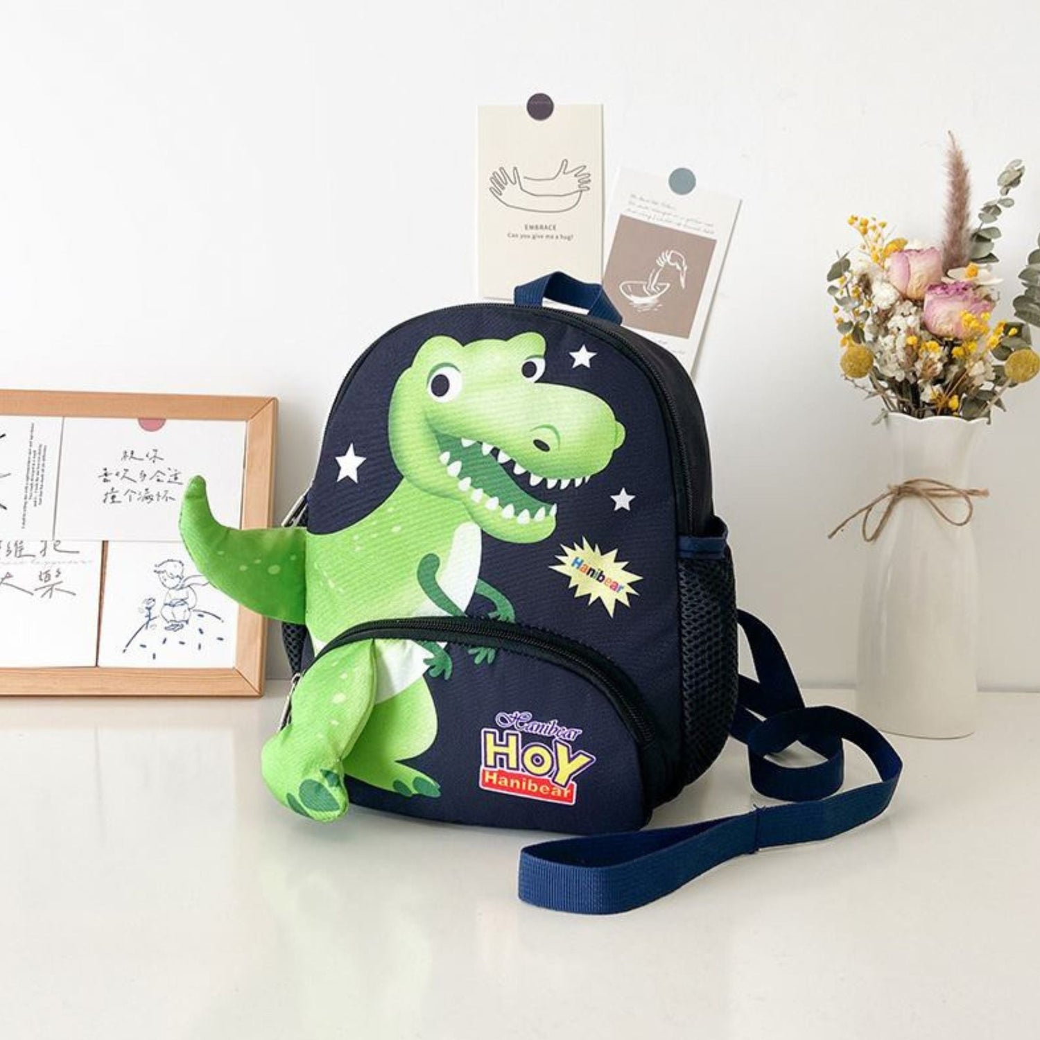 Navy Blue Plush Dinosaur Backpack