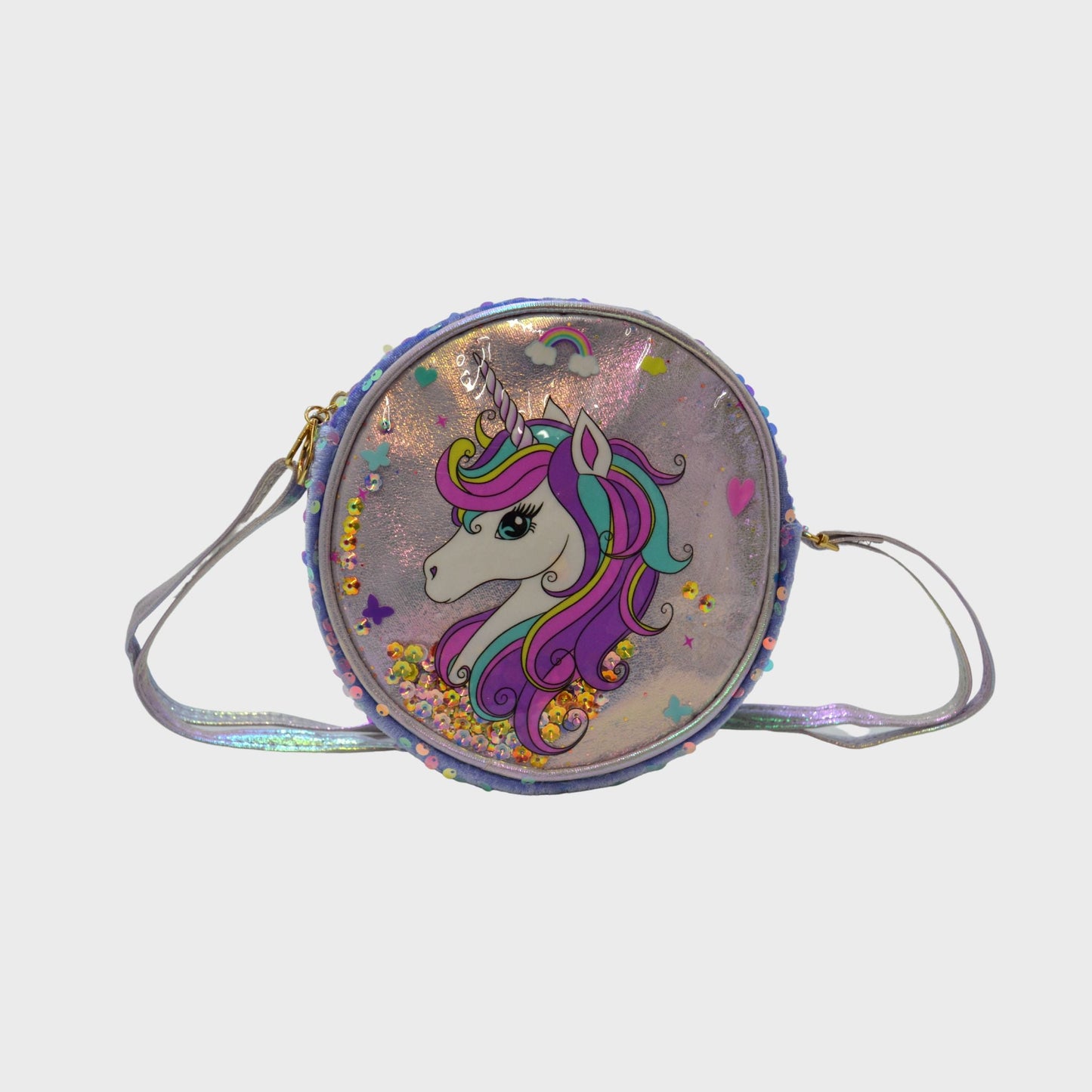 S3280 Circular Unicorn Sequins Crossbody Bag