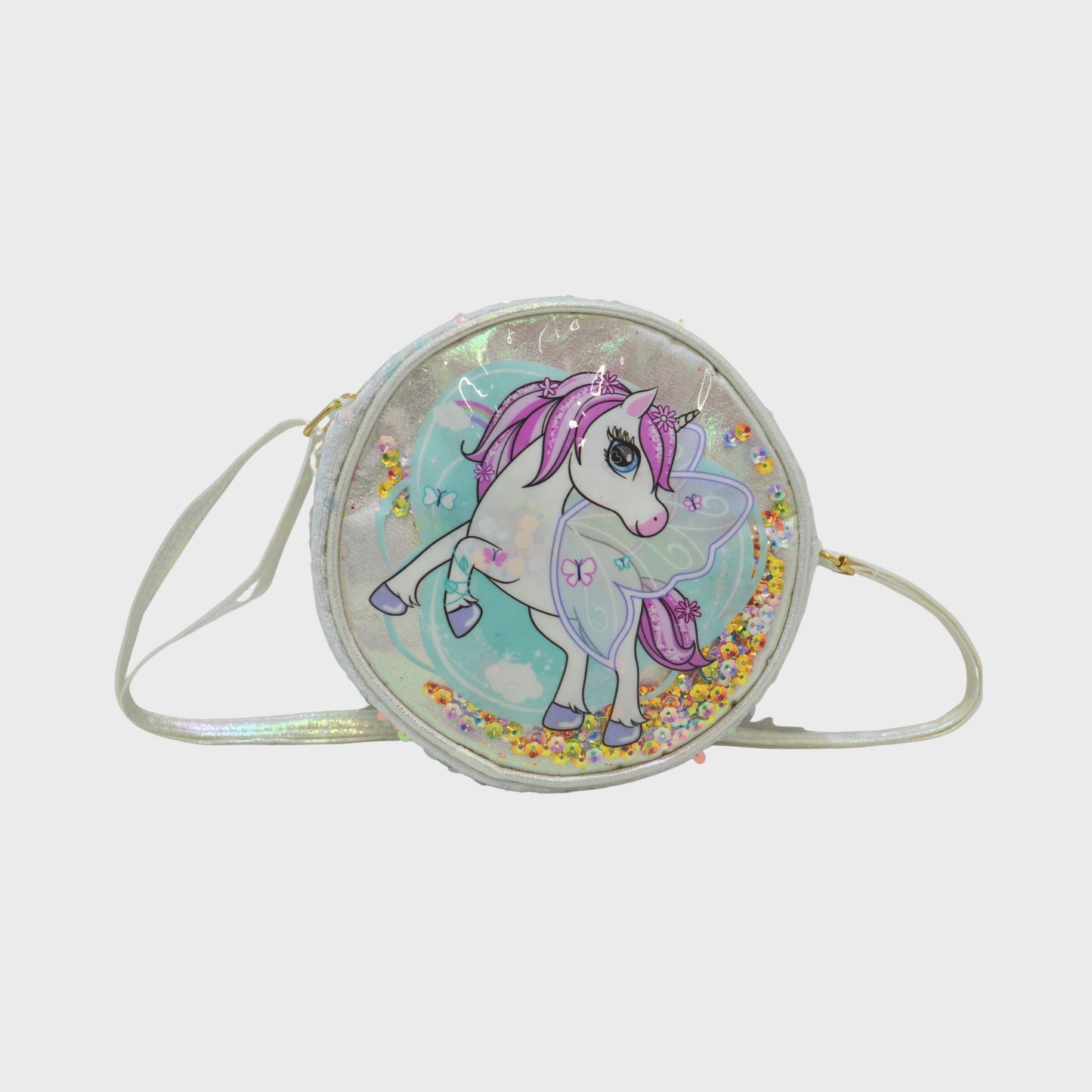 S3280 Circular Unicorn Sequins Crossbody Bag