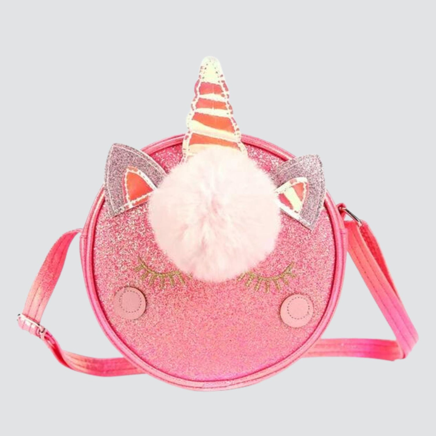 Fuchsia Pink Circular Mini Unicorn Crossbody 