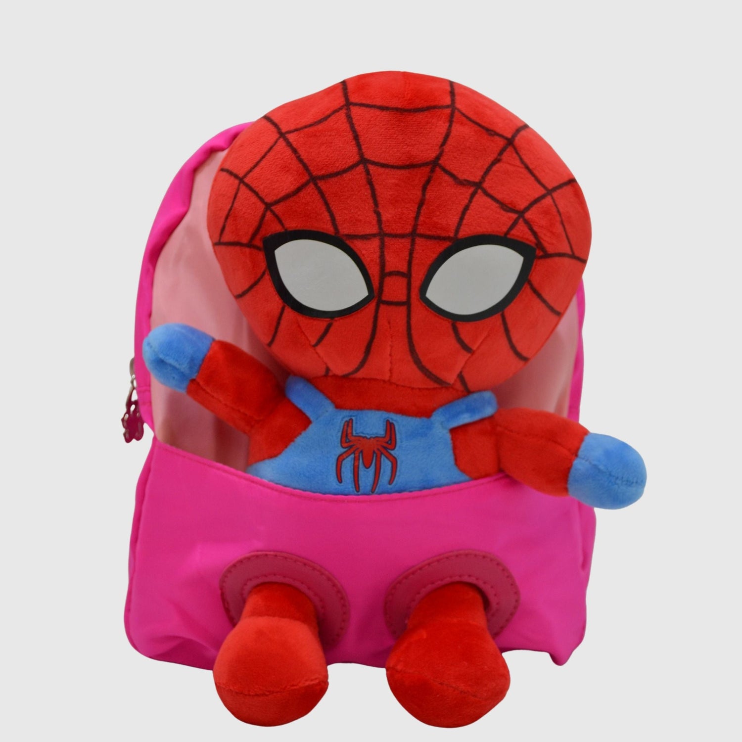 Fuchsia Pink Mini Backpack With Red Removable Spider-Man Plush Toy 