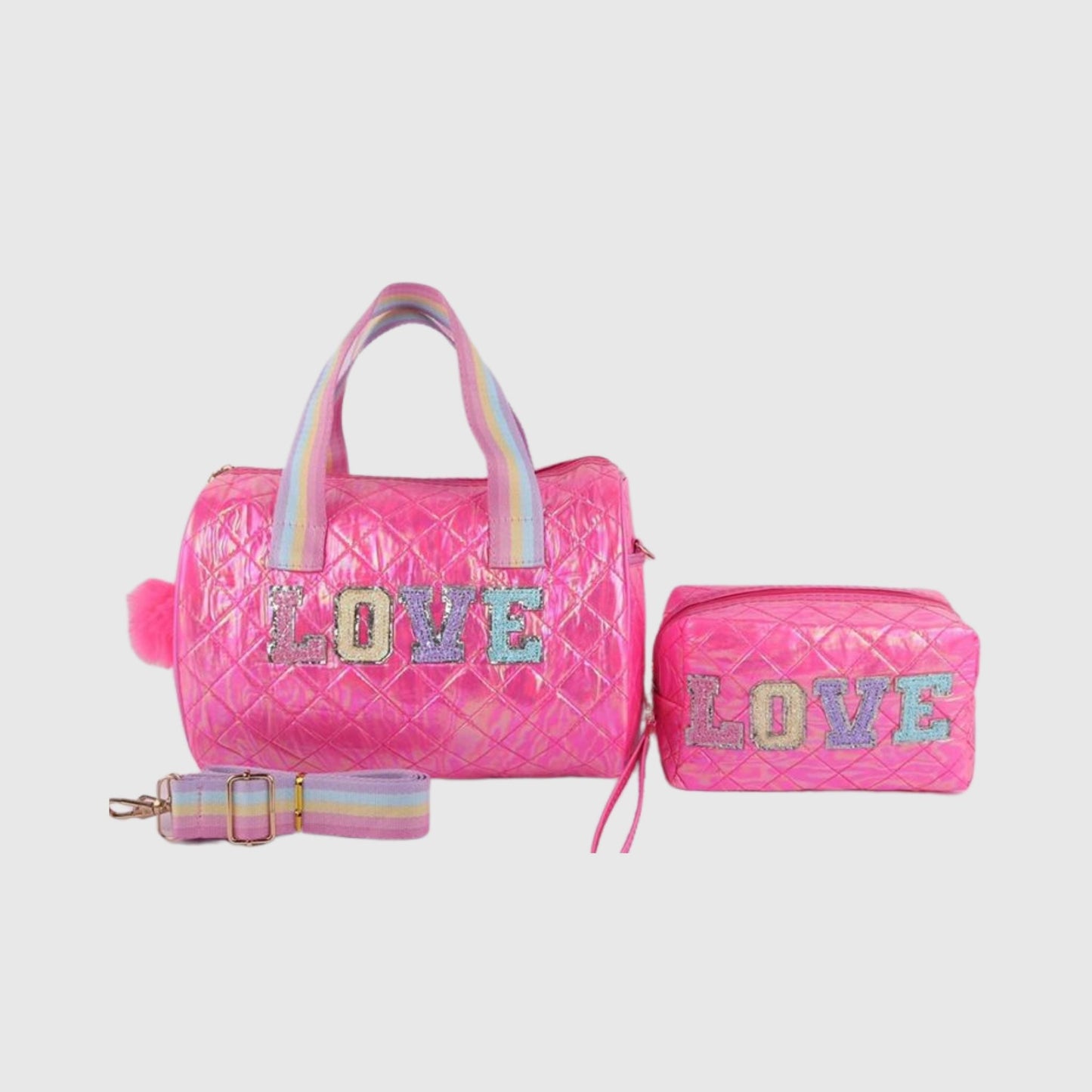 Pink A043 LOVE Mini Bag & Wristlet Set