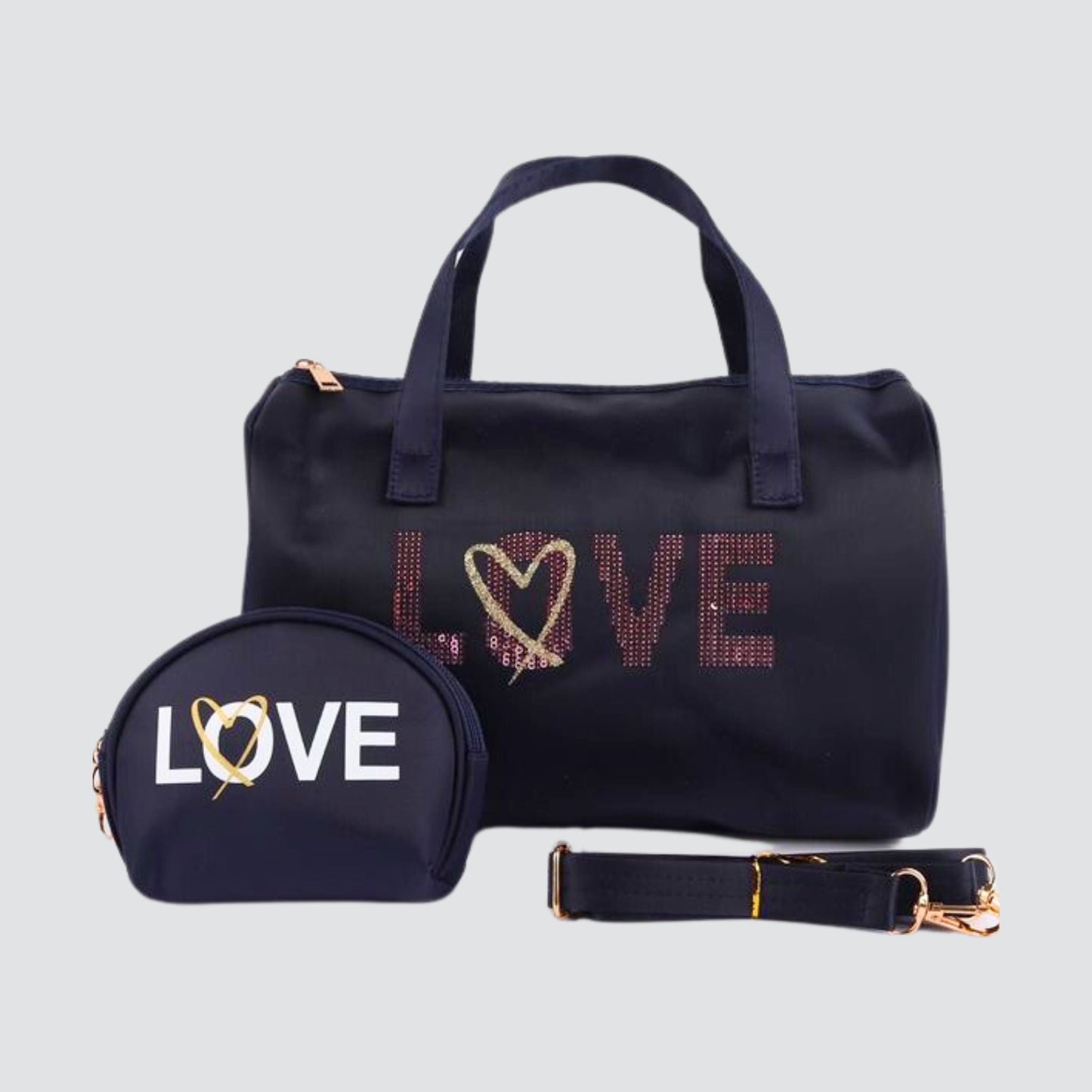 Navy Blue Love Mini bag and pouch