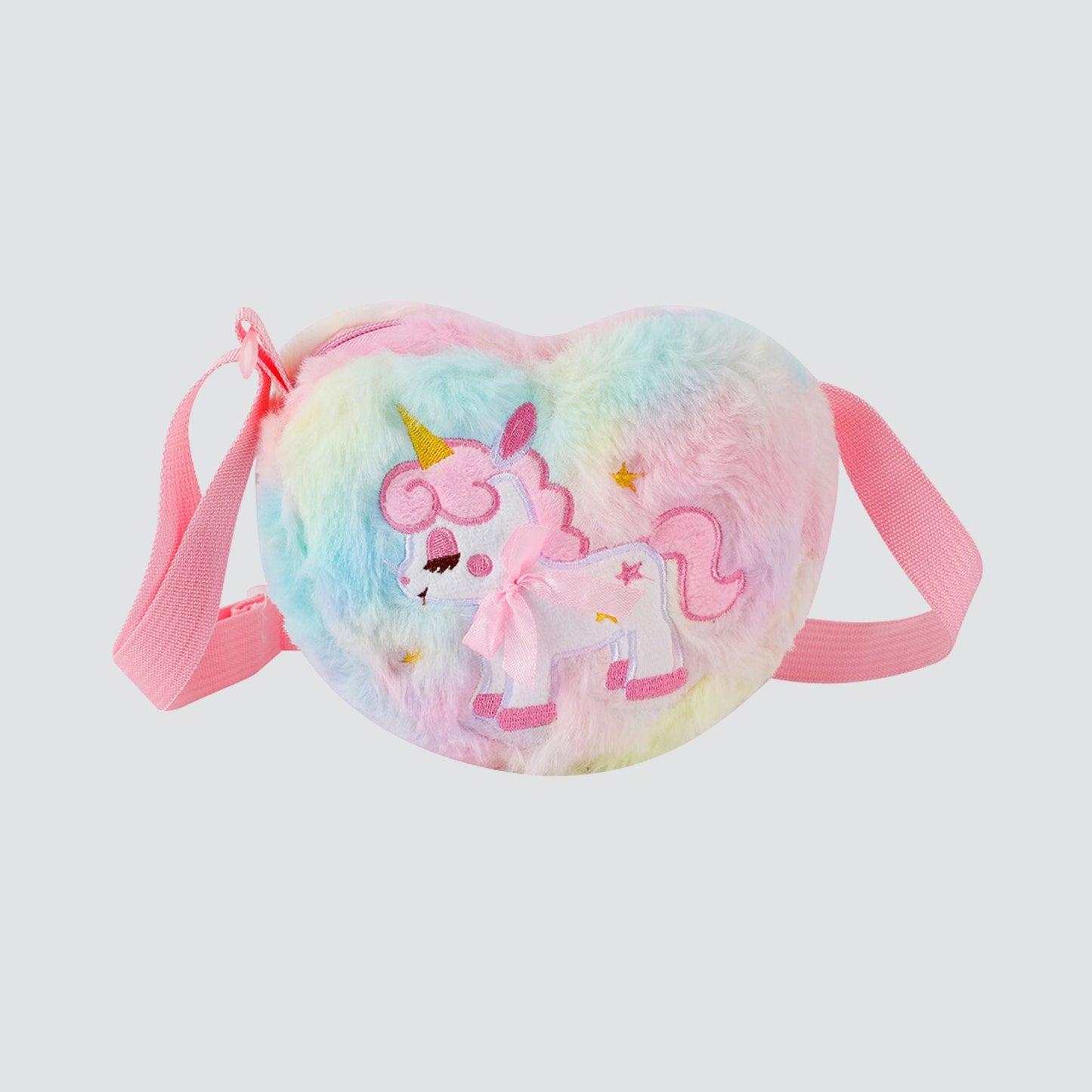 Multicoloured Unicorn Heart Shaped Plush Crossbody