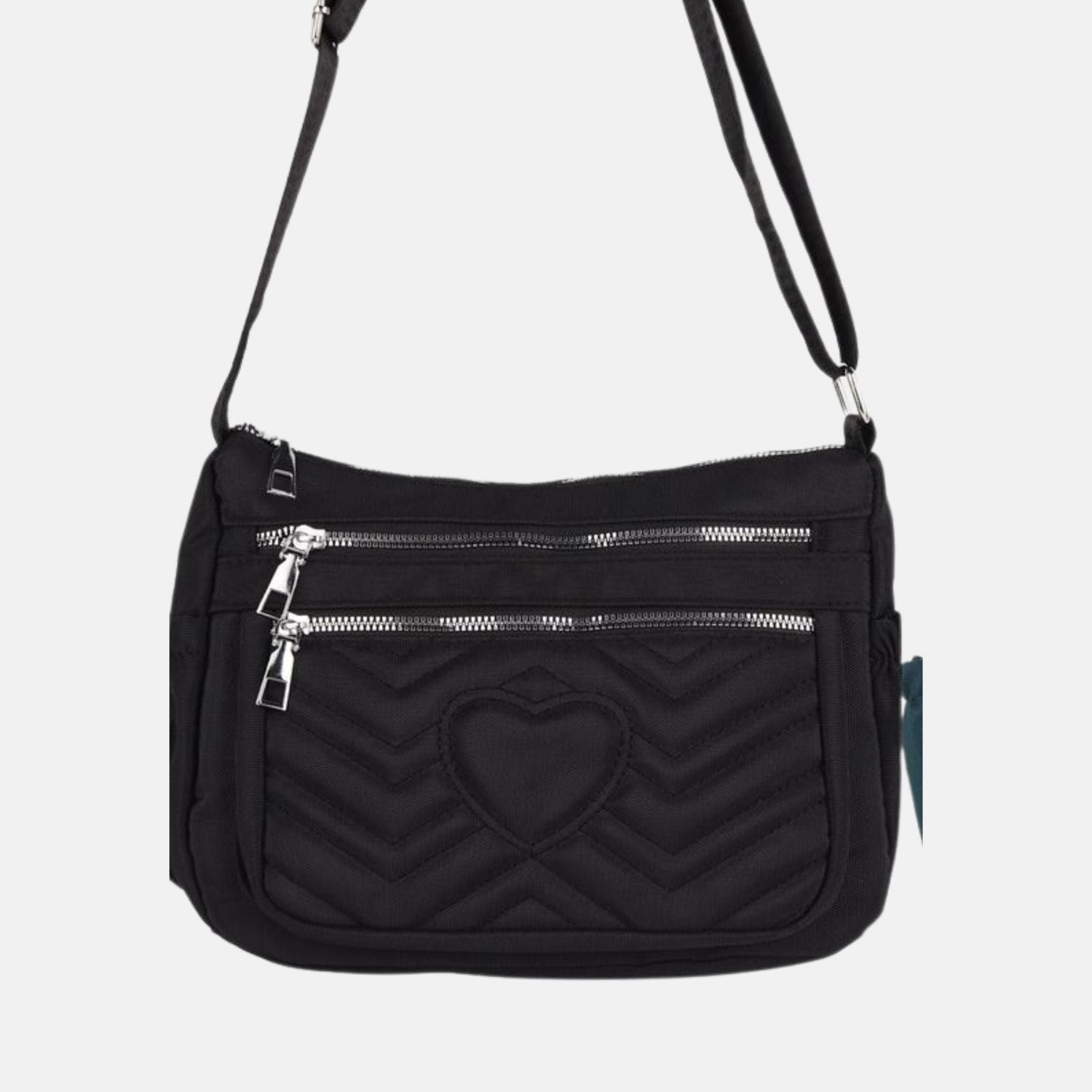 Black A1106 Heart Crossbody Bag