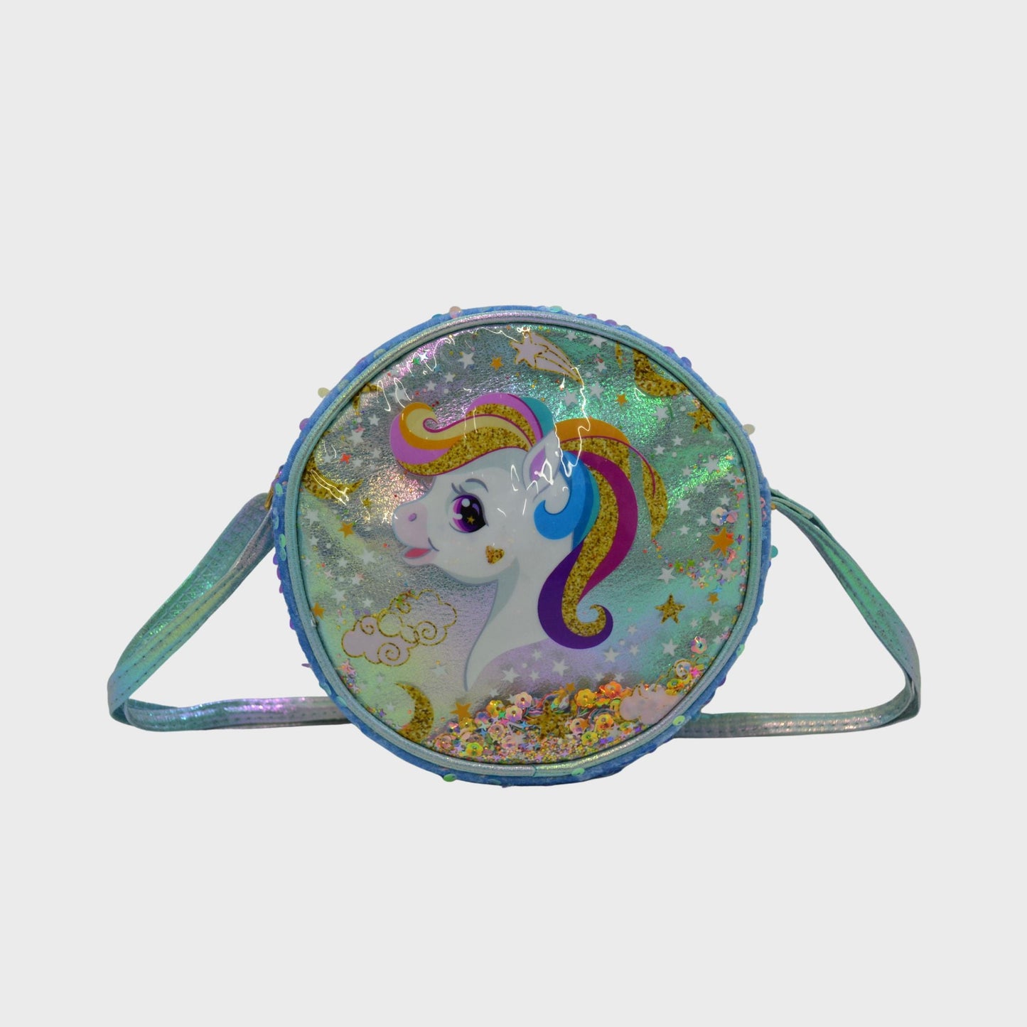 S3280 Circular Unicorn Sequins Crossbody Bag