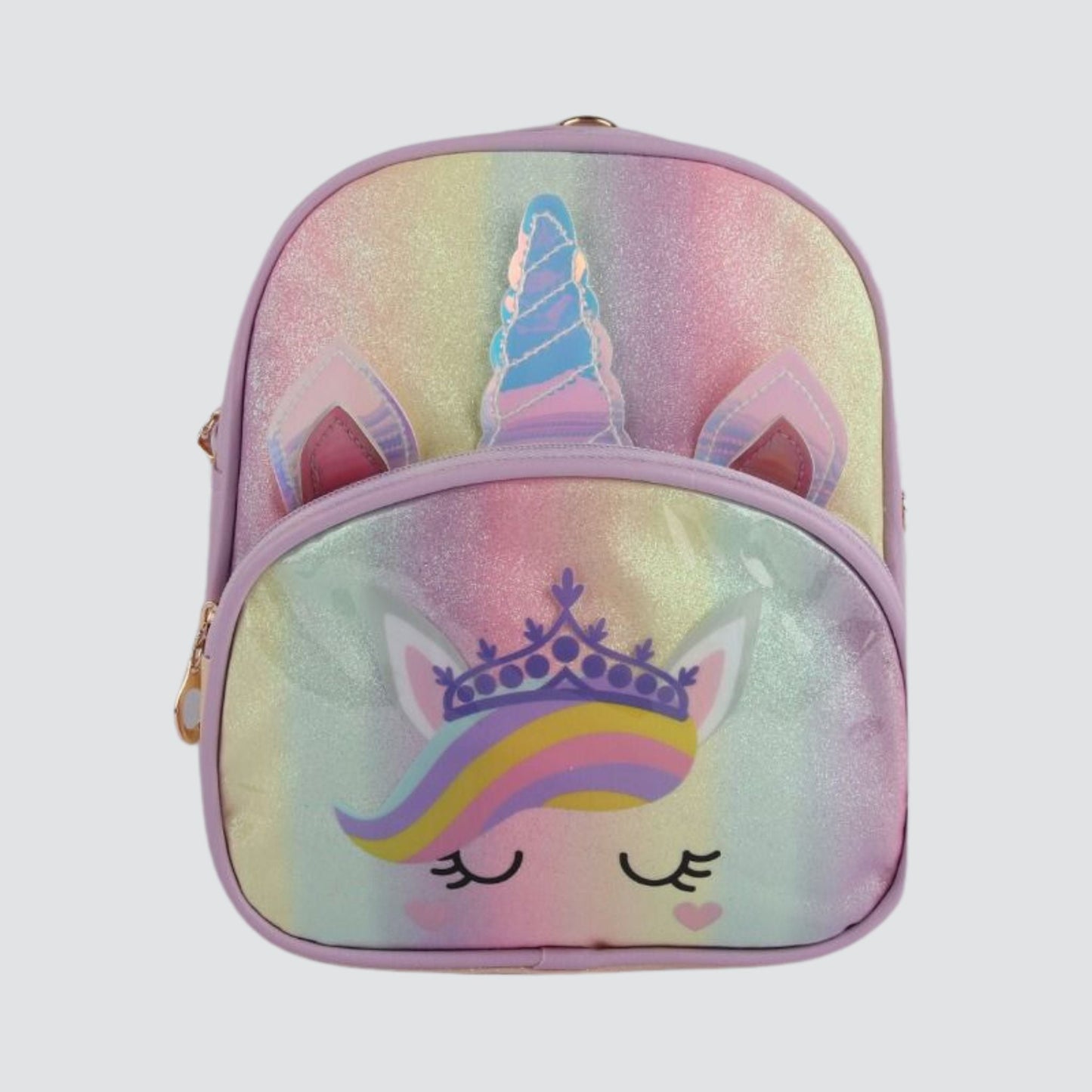 Lilac unicorn mini backpack with printed unicorn face