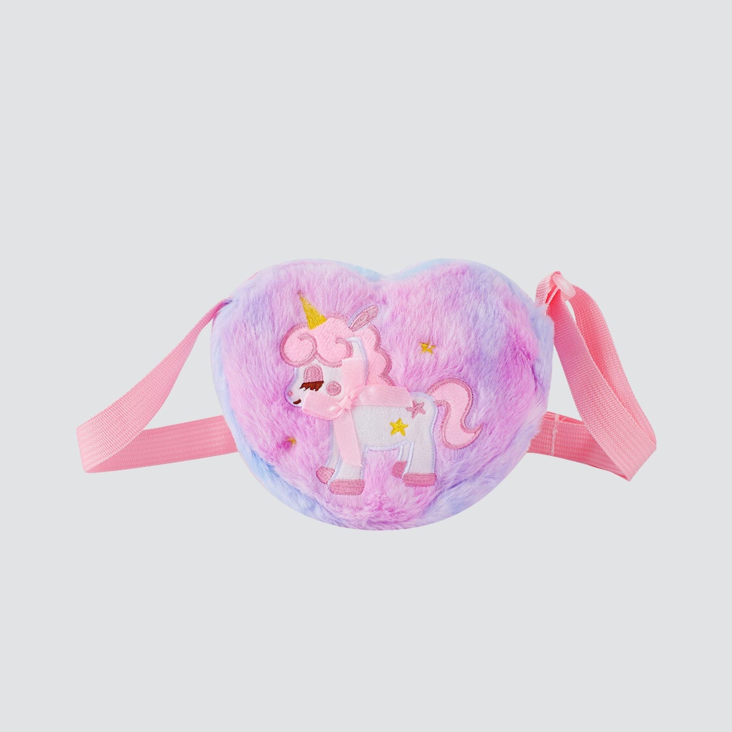 Purple Multicoloured Unicorn Heart Shaped Plush Crossbody