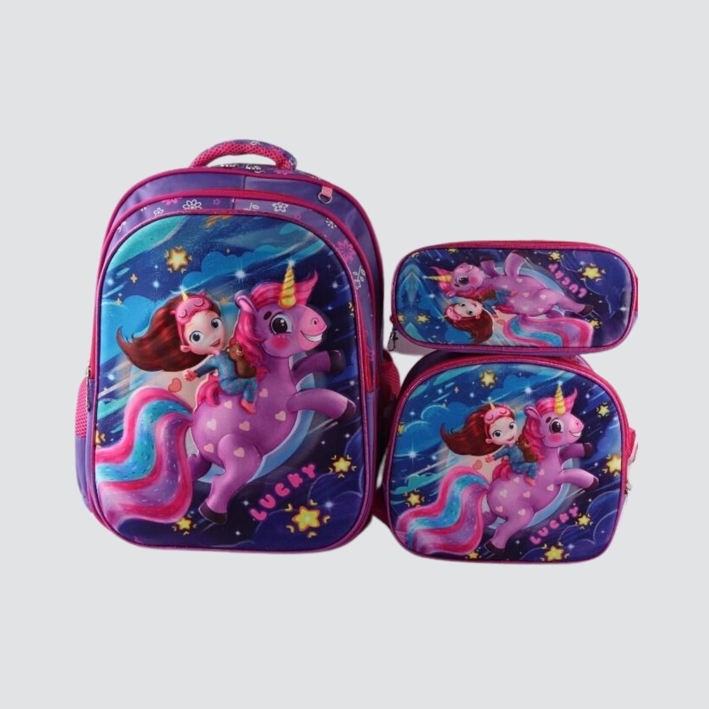 Purple Unicorn 3 piece backpack set