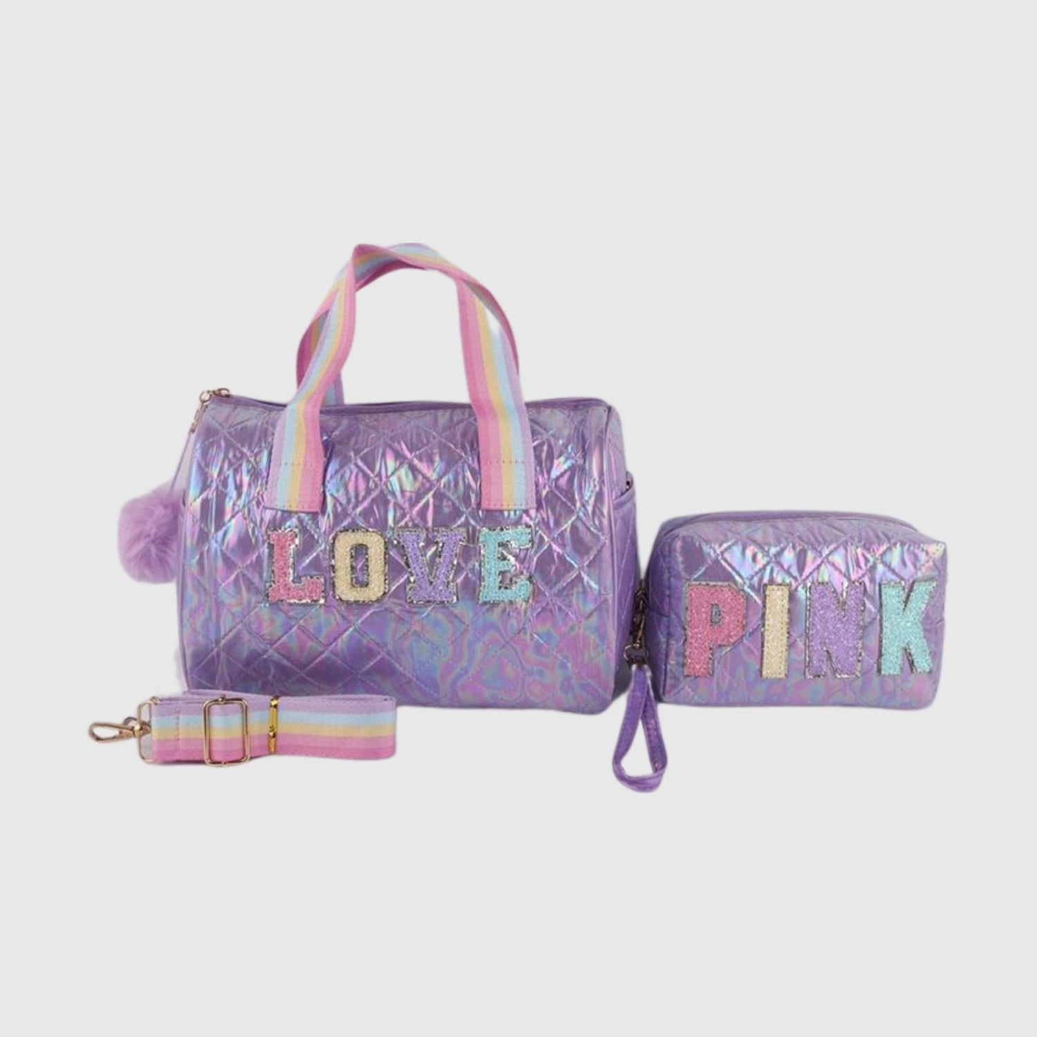 Purple A043 LOVE Mini Bag & Wristlet Set