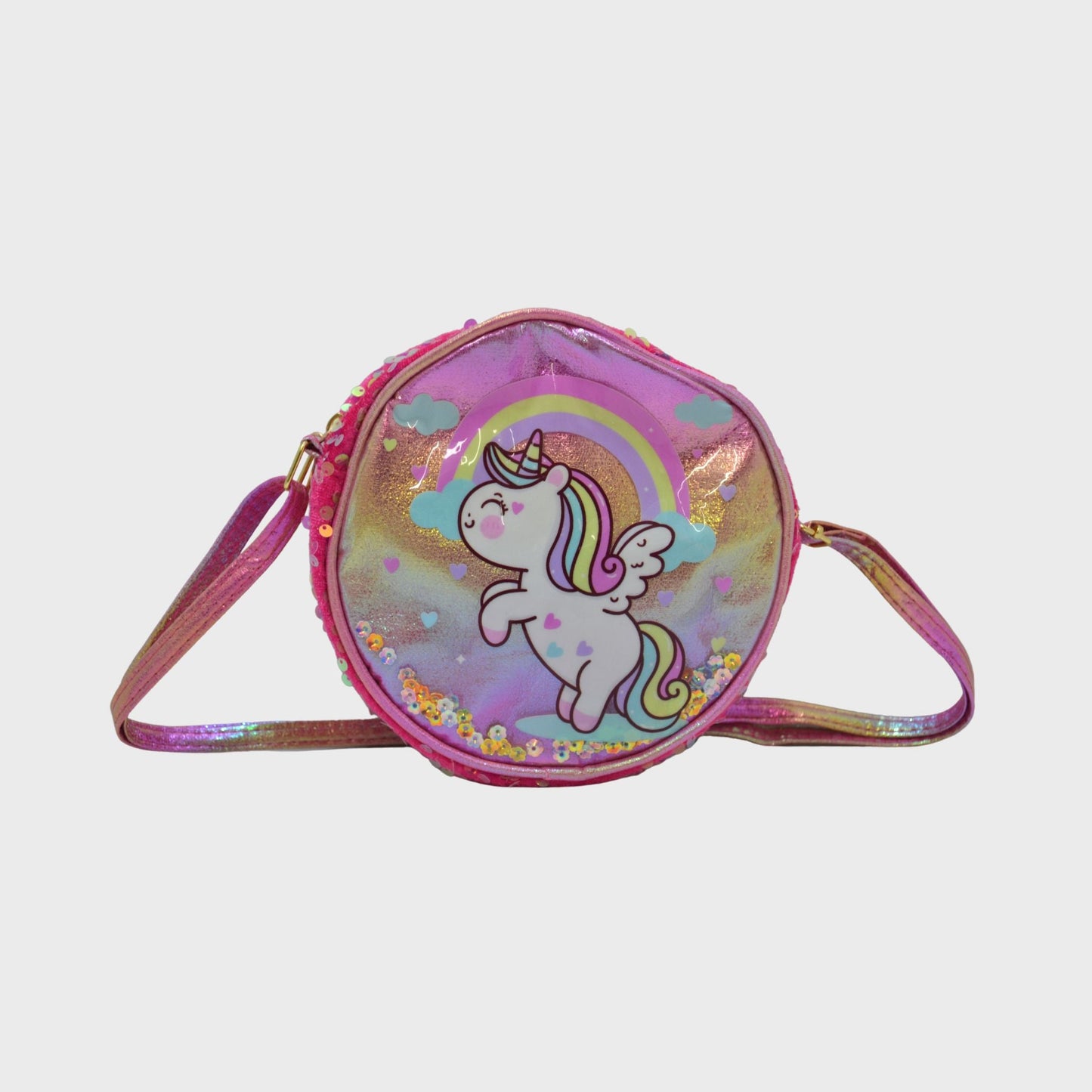 S3280 Circular Unicorn Sequins Crossbody Bag