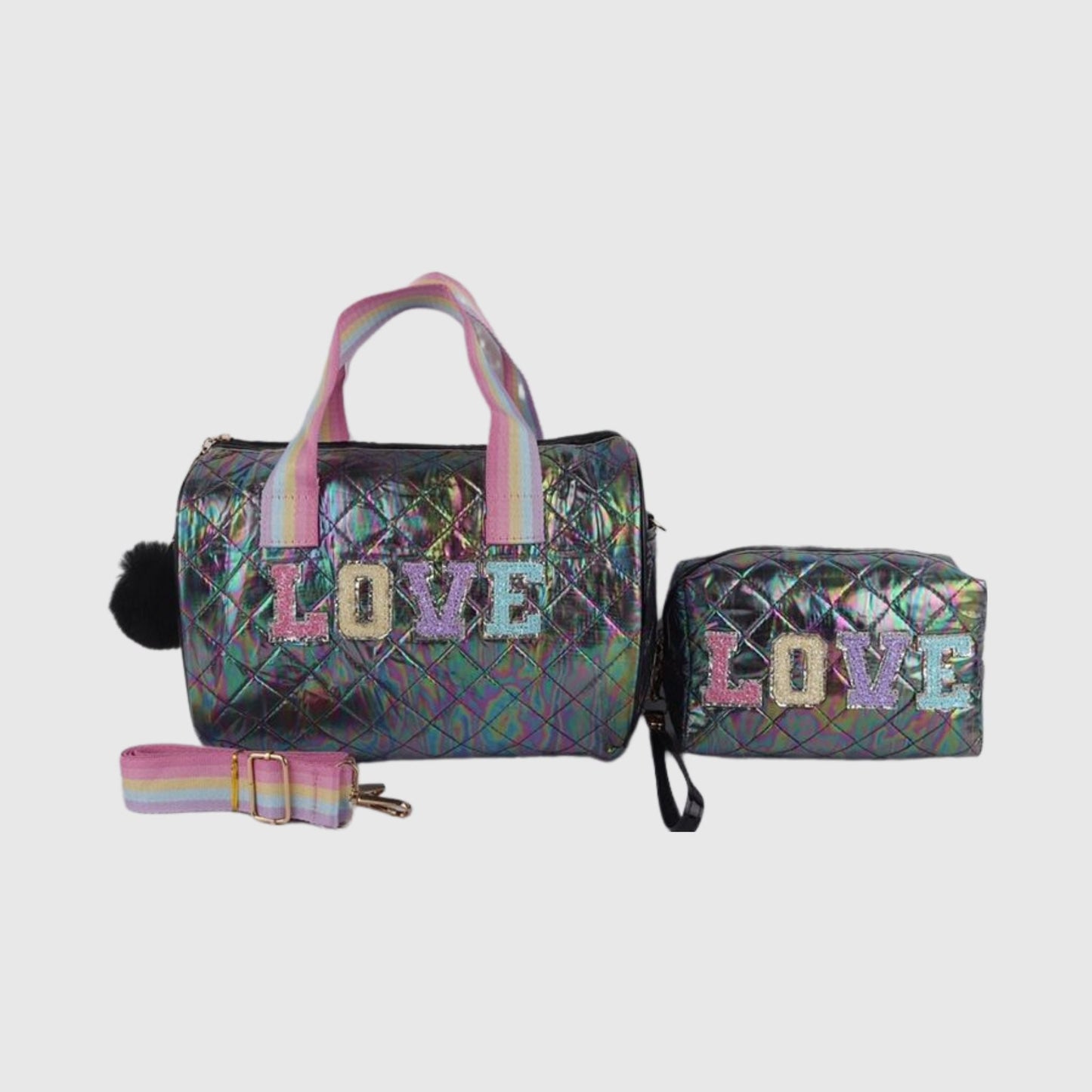 Black A043 LOVE Mini Bag & Wristlet Set