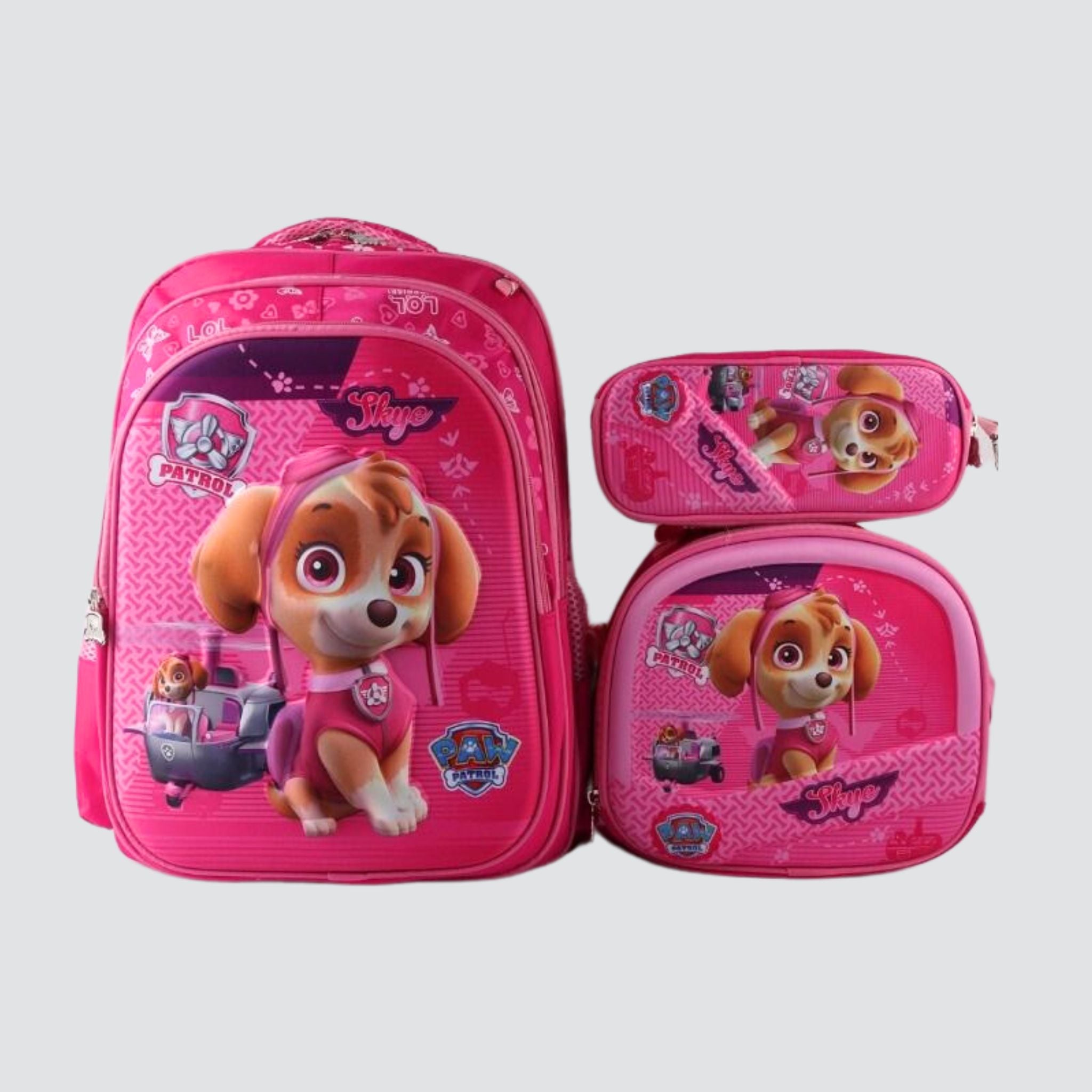 Pink paw patrol detachable trolley set with lunch bag and pencil case