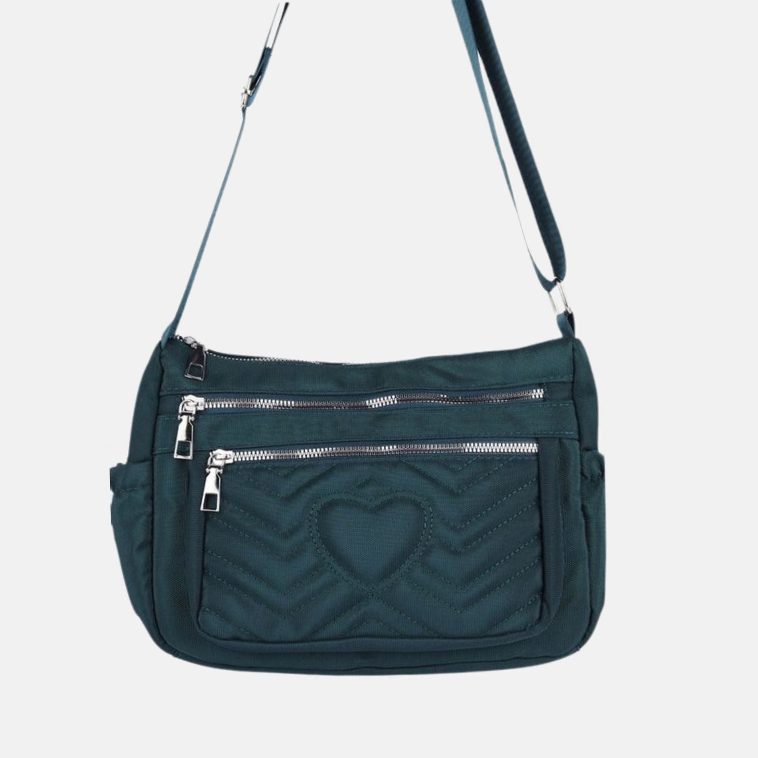 Teal A1106 Heart Crossbody Bag